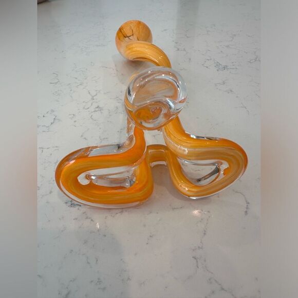 Vintage MCM Art Glass Vase or Candle Holder‎ Hand Blown 10" Retro Made in Poland - Picture 9 of 13